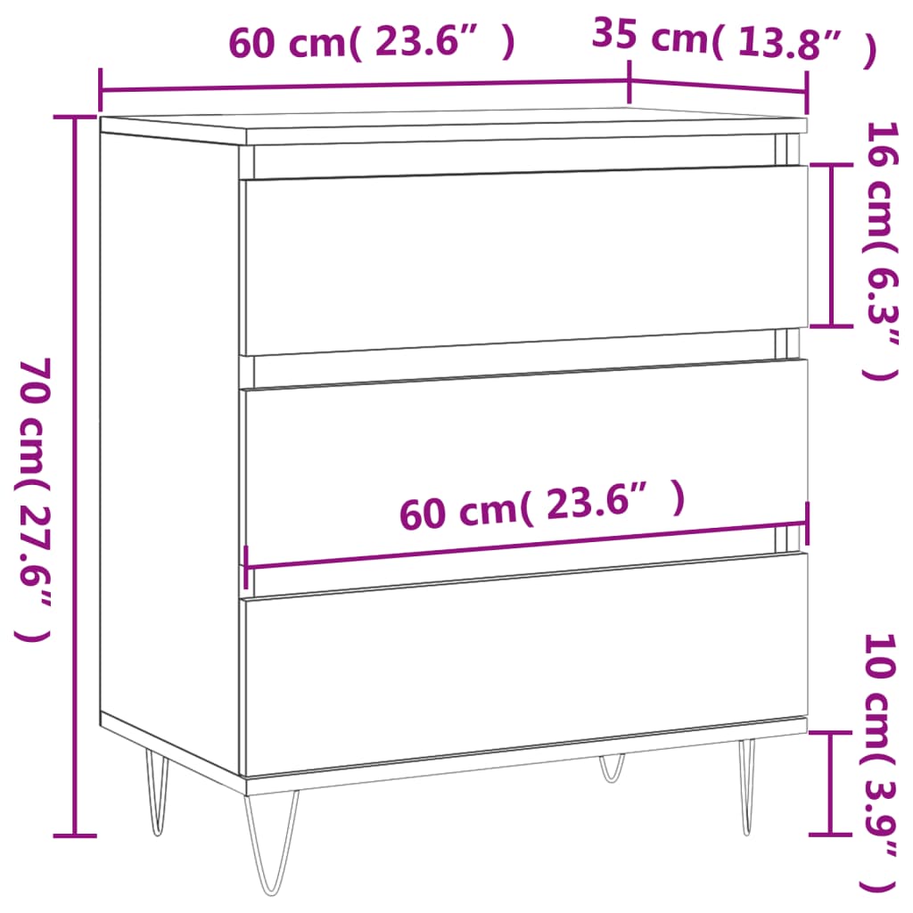Dressoir 60x35x70 cm bewerkt hout betongrijs is nu te koop bij PeponiXL, paradijselijk wonen!