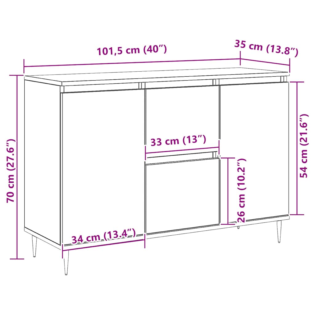 Dressoir 101,5x35x70 cm bewerkt hout wit is nu te koop bij PeponiXL, paradijselijk wonen!