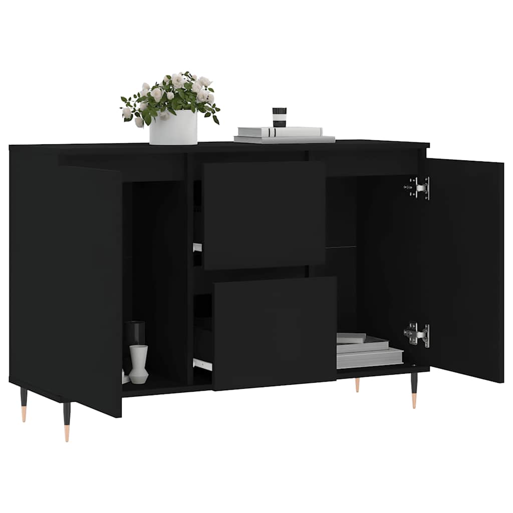Dressoir 101,5x35x70 cm bewerkt hout zwart is nu te koop bij PeponiXL, paradijselijk wonen!