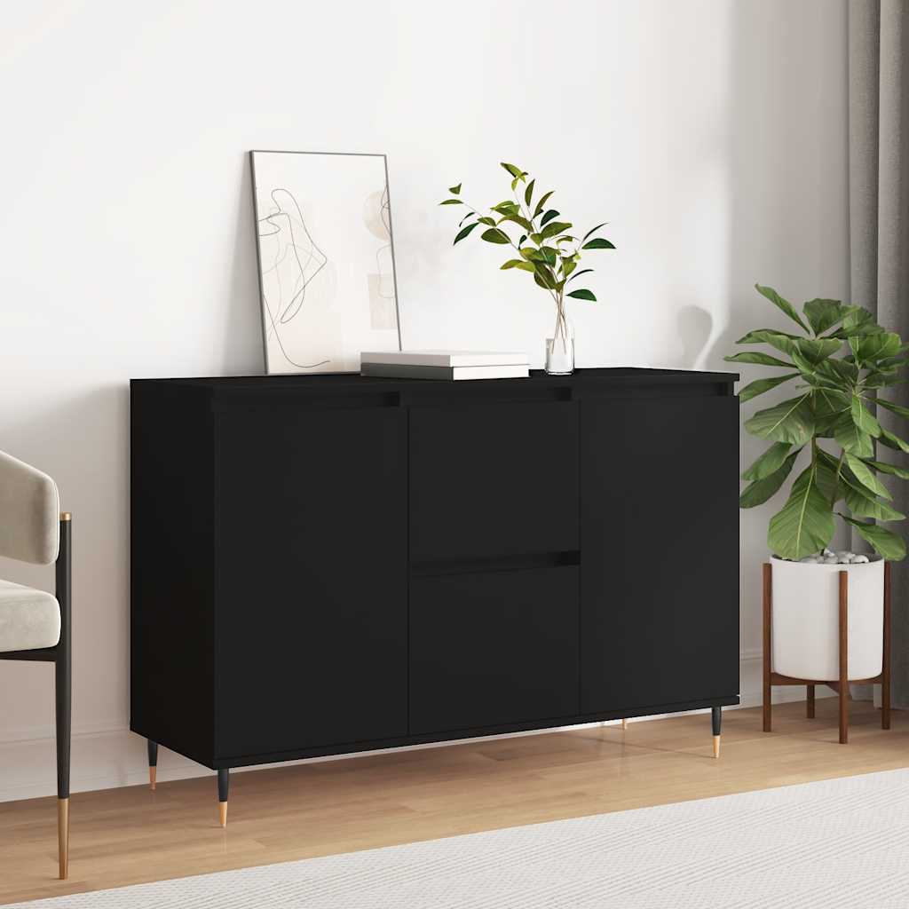 Dressoir 101,5x35x70 cm bewerkt hout zwart is nu te koop bij PeponiXL, paradijselijk wonen!