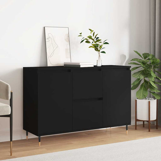 Dressoir 101,5x35x70 cm bewerkt hout zwart is nu te koop bij PeponiXL, paradijselijk wonen!
