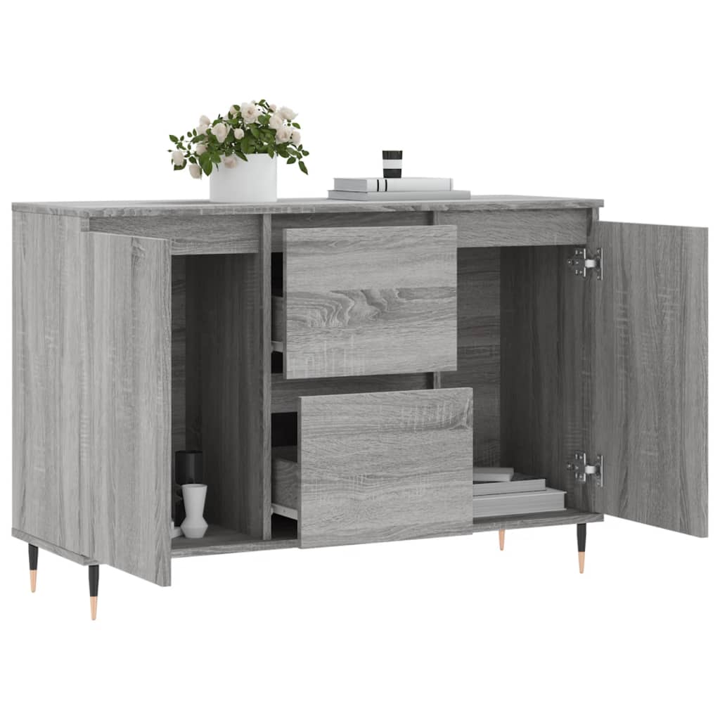 Dressoir 101,5x35x70 cm bewerkt hout grijs sonoma eikenkleurig is nu te koop bij PeponiXL, paradijselijk wonen!