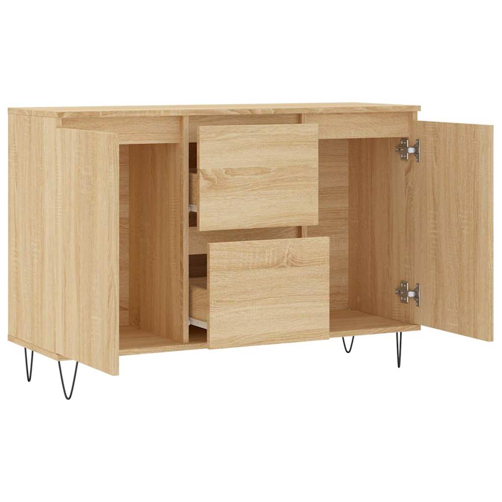 Dressoir 101,5x35x70 cm bewerkt hout sonoma eikenkleurig is nu te koop bij PeponiXL, paradijselijk wonen!