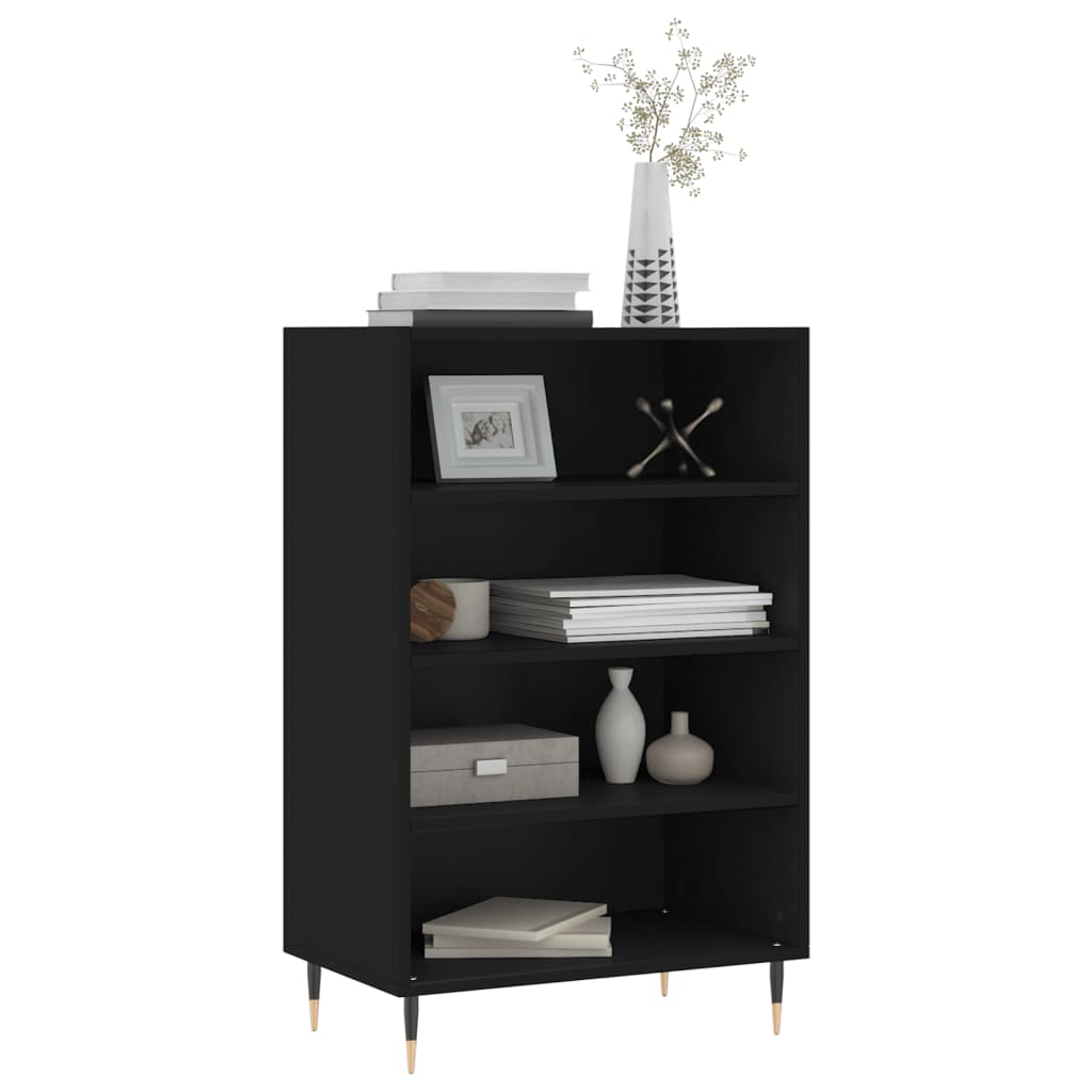 Hoge kast 57x35x90 cm bewerkt hout zwart is nu te koop bij PeponiXL, paradijselijk wonen!