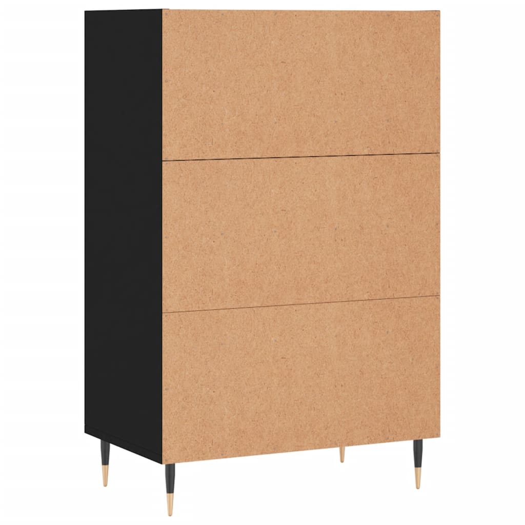 Hoge kast 57x35x90 cm bewerkt hout zwart is nu te koop bij PeponiXL, paradijselijk wonen!
