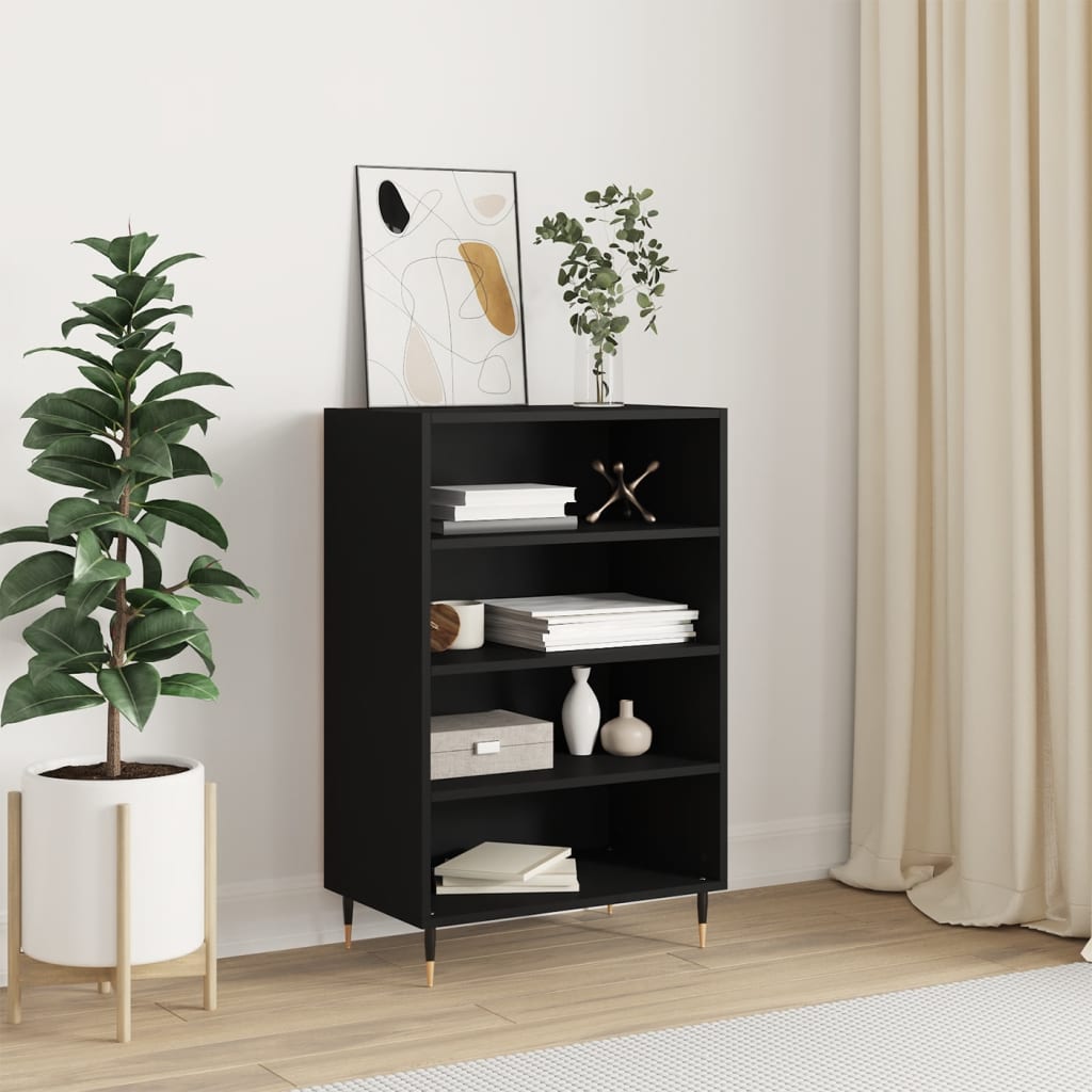 Hoge kast 57x35x90 cm bewerkt hout zwart is nu te koop bij PeponiXL, paradijselijk wonen!