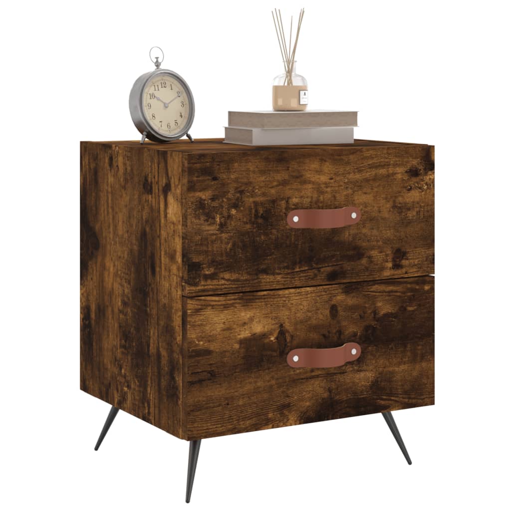 Nachtkastje 40x35x47,5 cm bewerkt hout gerookt eikenkleurig is nu te koop bij PeponiXL, paradijselijk wonen!
