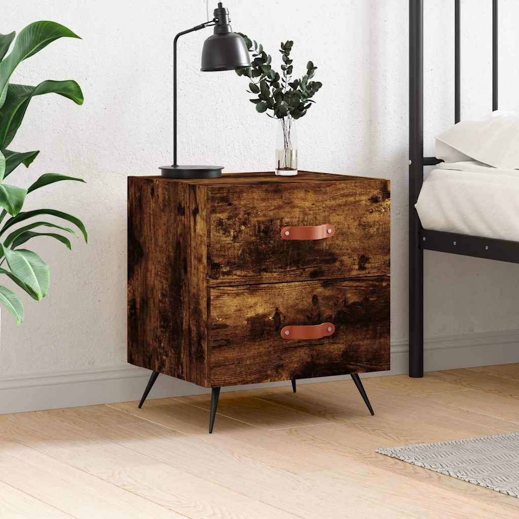 Nachtkastje 40x35x47,5 cm bewerkt hout gerookt eikenkleurig is nu te koop bij PeponiXL, paradijselijk wonen!