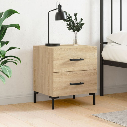 Nachtkastje 40x35x47,5 cm bewerkt hout sonoma eikenkleurig is nu te koop bij PeponiXL, paradijselijk wonen!