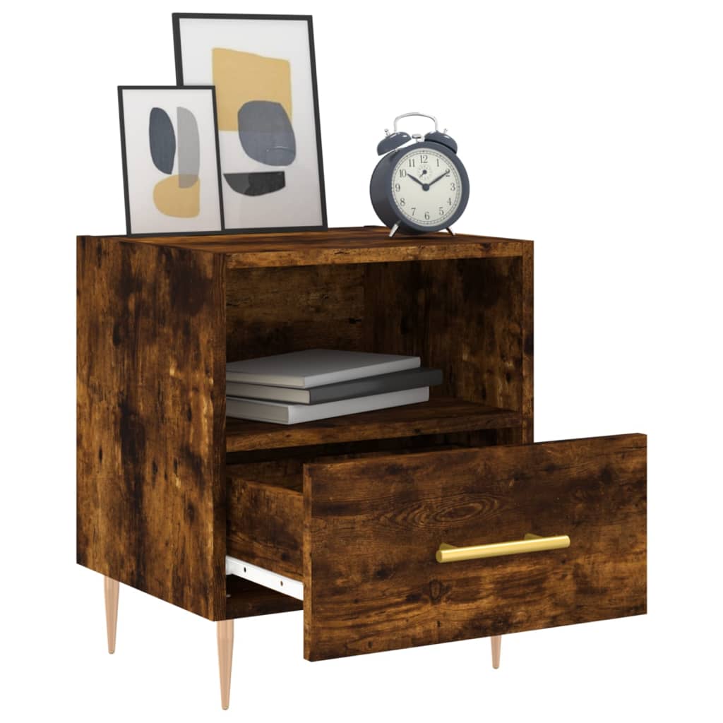 Nachtkastje 40x35x47,5 cm bewerkt hout gerookt eikenkleurig is nu te koop bij PeponiXL, paradijselijk wonen!