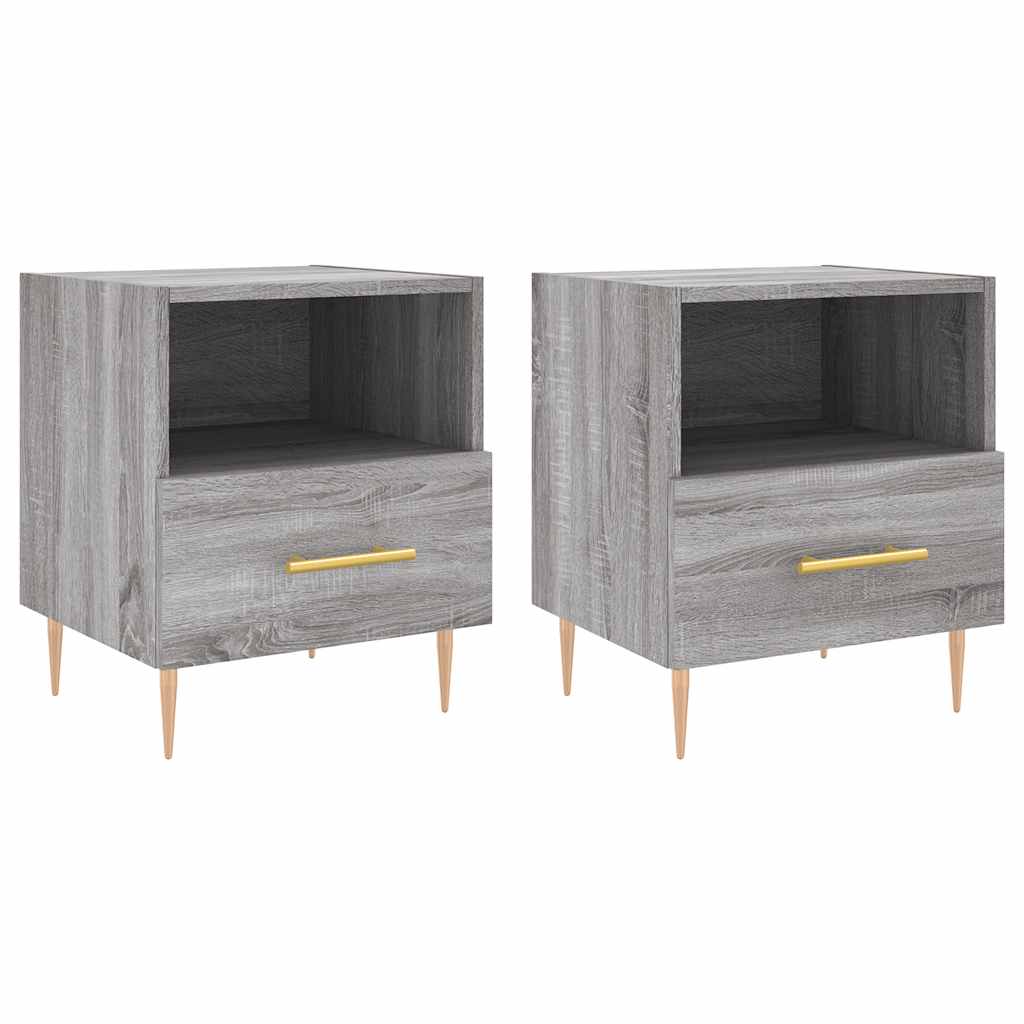 Nachtkastjes 2 st 40x35x47,5 cm bewerkt hout grijs sonoma eiken is nu te koop bij PeponiXL, paradijselijk wonen!