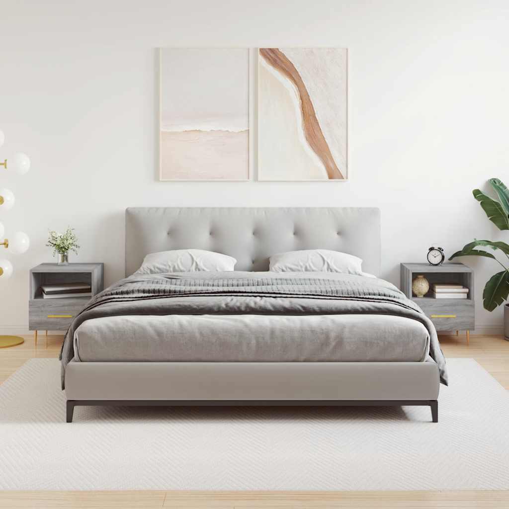 Nachtkastjes 2 st 40x35x47,5 cm bewerkt hout grijs sonoma eiken is nu te koop bij PeponiXL, paradijselijk wonen!