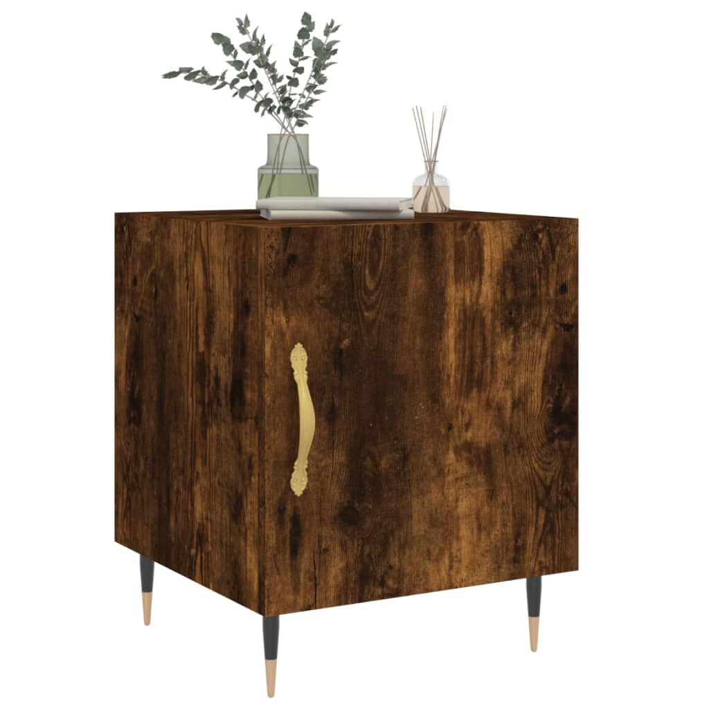 Nachtkastjes 2 st 40x40x50 cm bewerkt hout gerookt eikenkleurig is nu te koop bij PeponiXL, paradijselijk wonen!