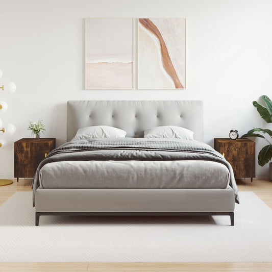 Nachtkastjes 2 st 40x40x50 cm bewerkt hout gerookt eikenkleurig is nu te koop bij PeponiXL, paradijselijk wonen!