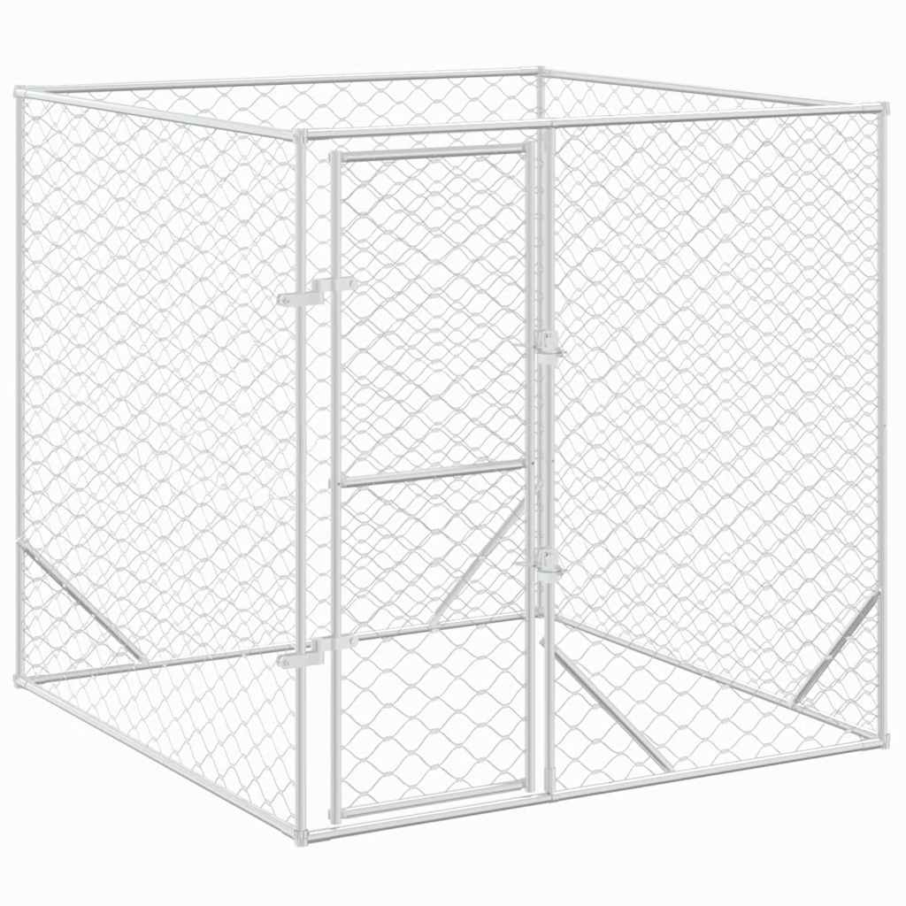 Hondenkennel voor buiten 2x2x2 m gegalvaniseerd staal zilver is nu te koop bij PeponiXL, paradijselijk wonen!