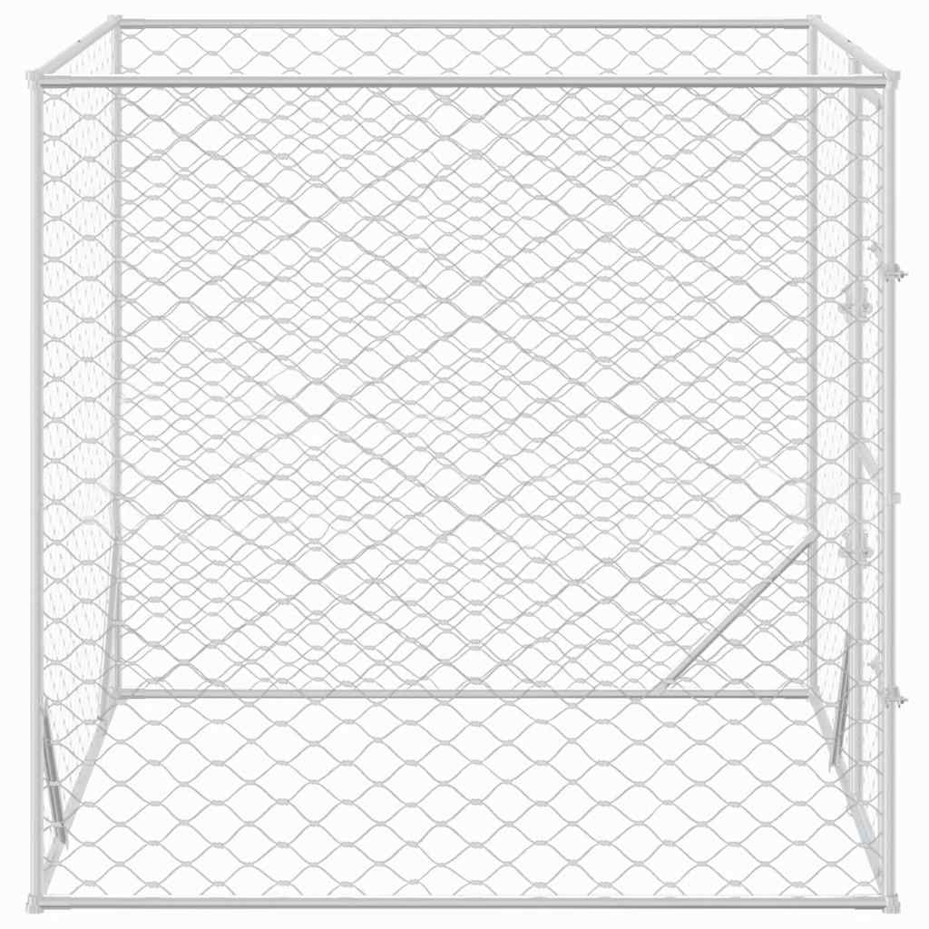 Hondenkennel voor buiten 2x2x2 m gegalvaniseerd staal zilver is nu te koop bij PeponiXL, paradijselijk wonen!