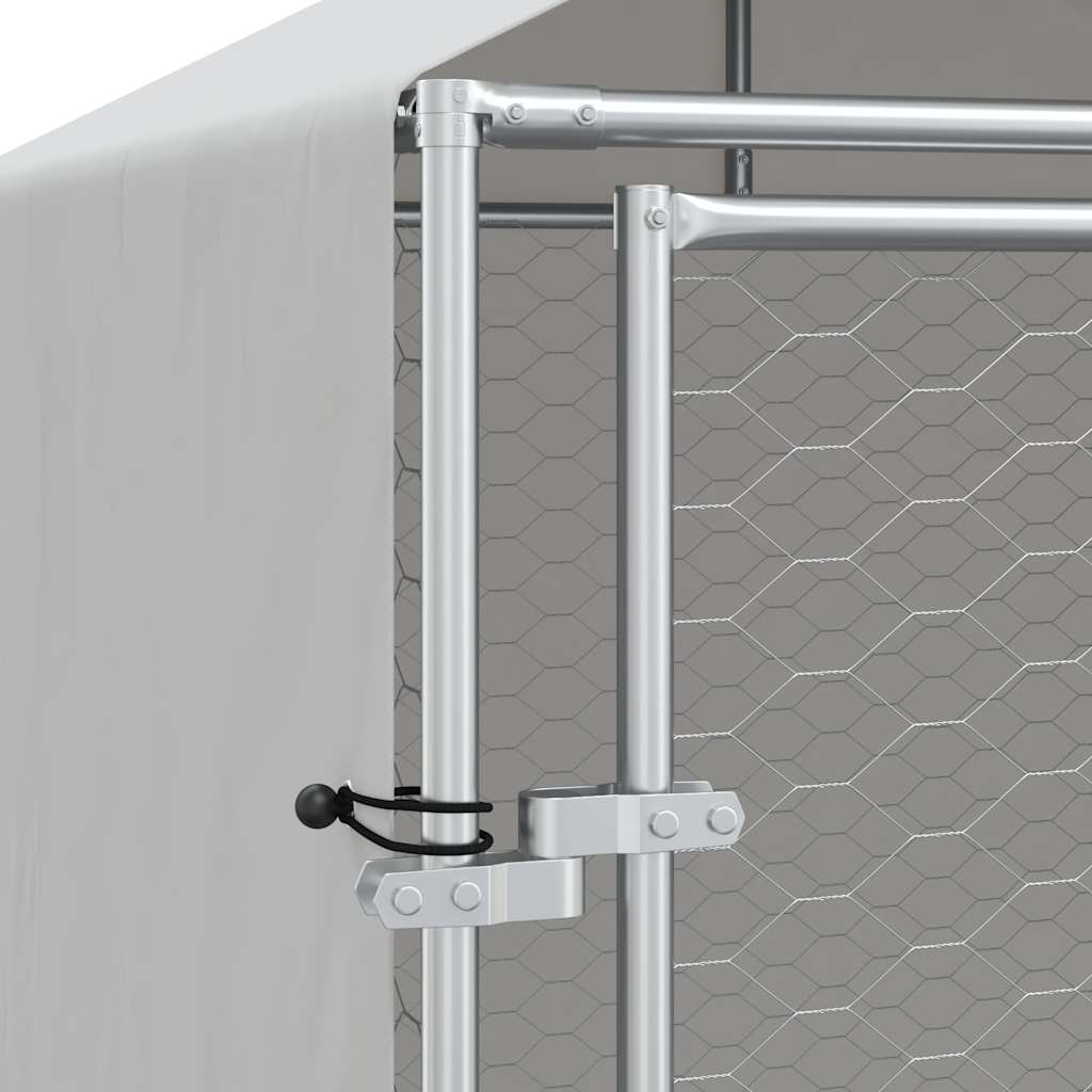 Hondenkennel met dak 2x2x2,5 m gegalvaniseerd staal zilver is nu te koop bij PeponiXL, paradijselijk wonen!