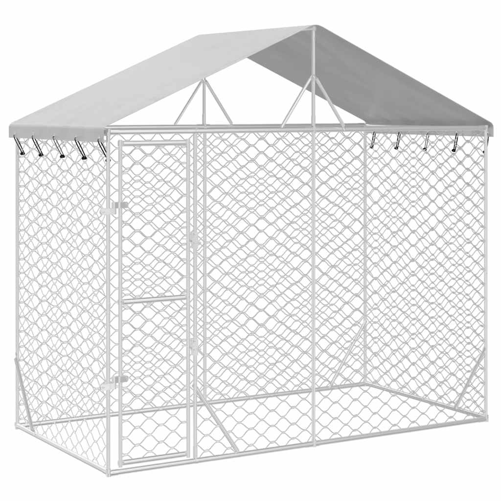 Hondenkennel met dak 3x1,5x2,5 m gegalvaniseerd staal zilver is nu te koop bij PeponiXL, paradijselijk wonen!