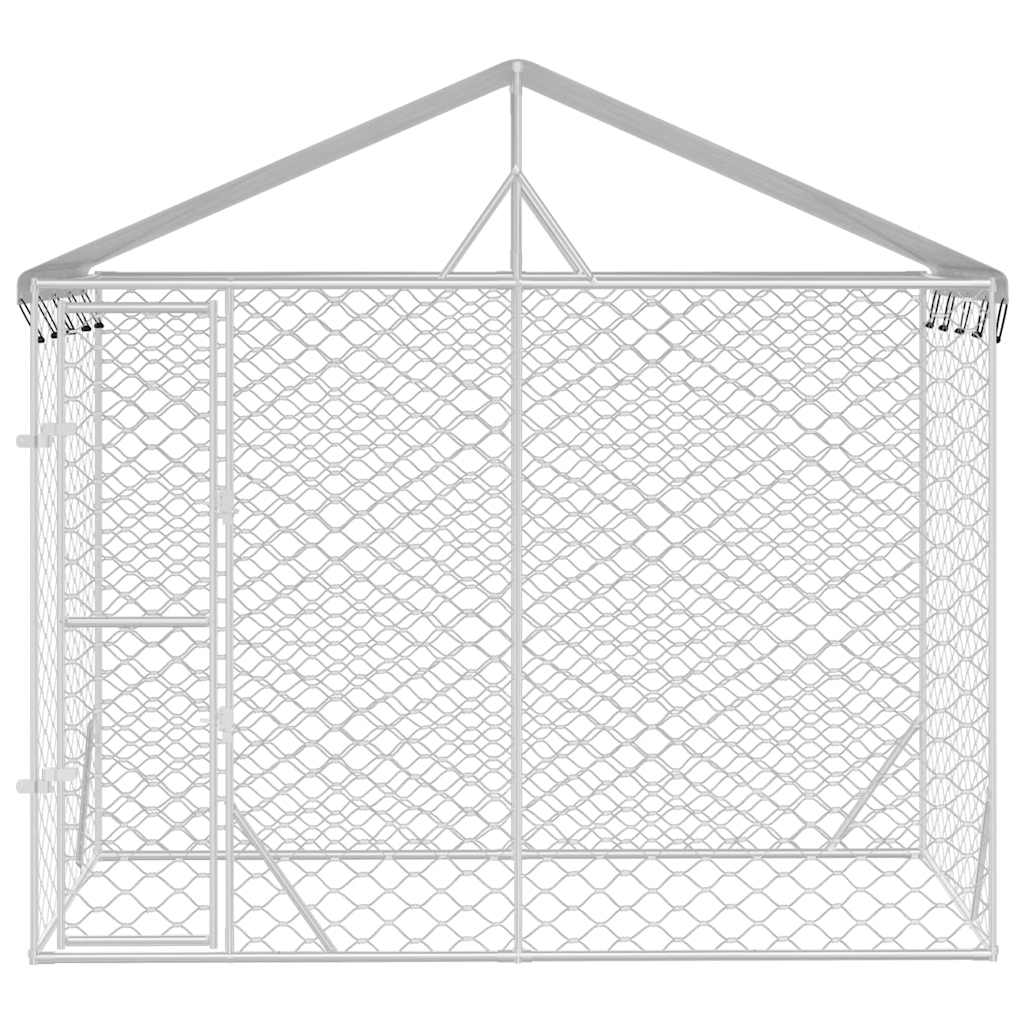 Hondenkennel met dak 3x1,5x2,5 m gegalvaniseerd staal zilver is nu te koop bij PeponiXL, paradijselijk wonen!
