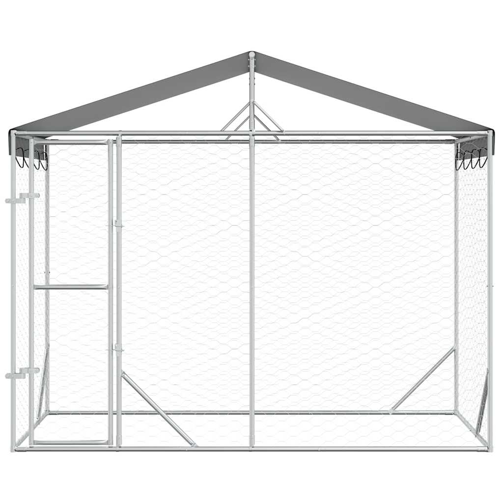 Hondenkennel met dak 3x1,5x2,5 m gegalvaniseerd staal zilver is nu te koop bij PeponiXL, paradijselijk wonen!