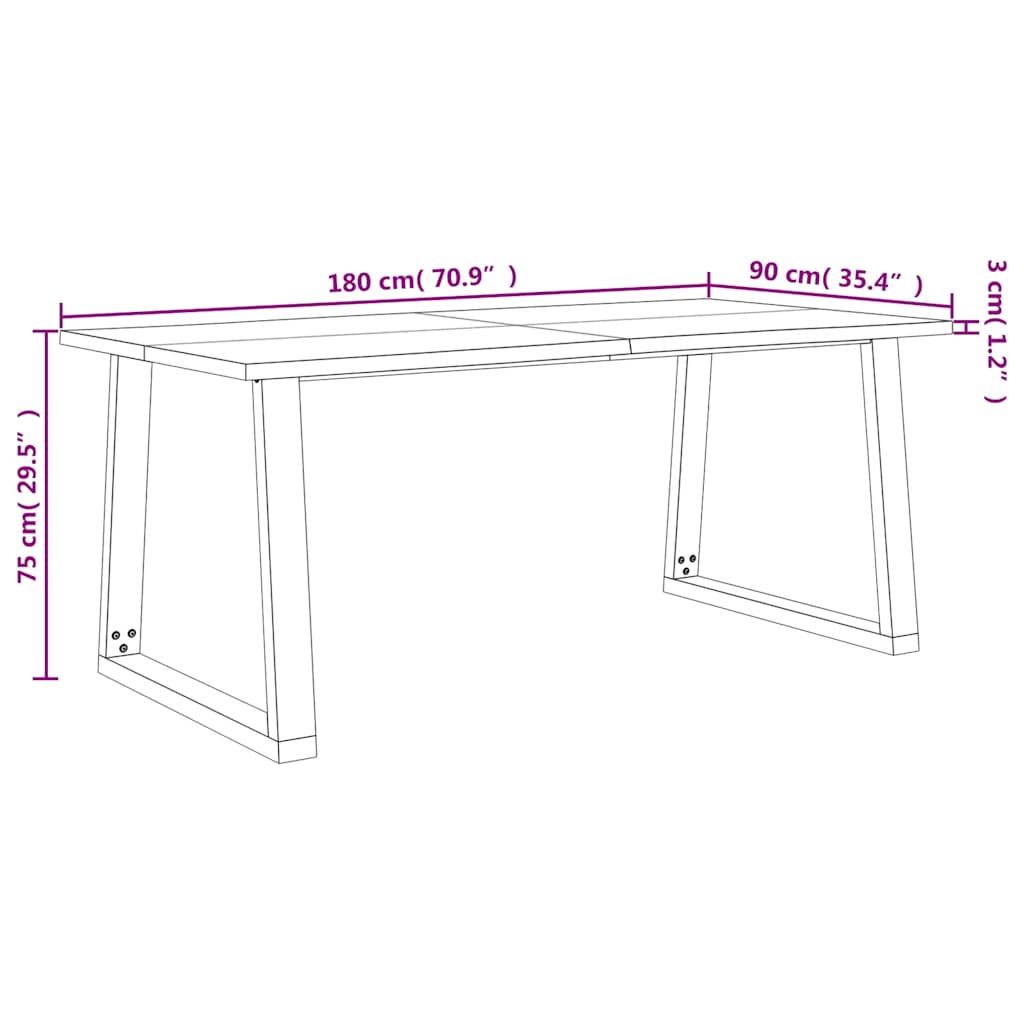 Eettafel met natuurlijke rand 180x90x75 cm massief acaciahout is nu te koop bij PeponiXL, paradijselijk wonen!