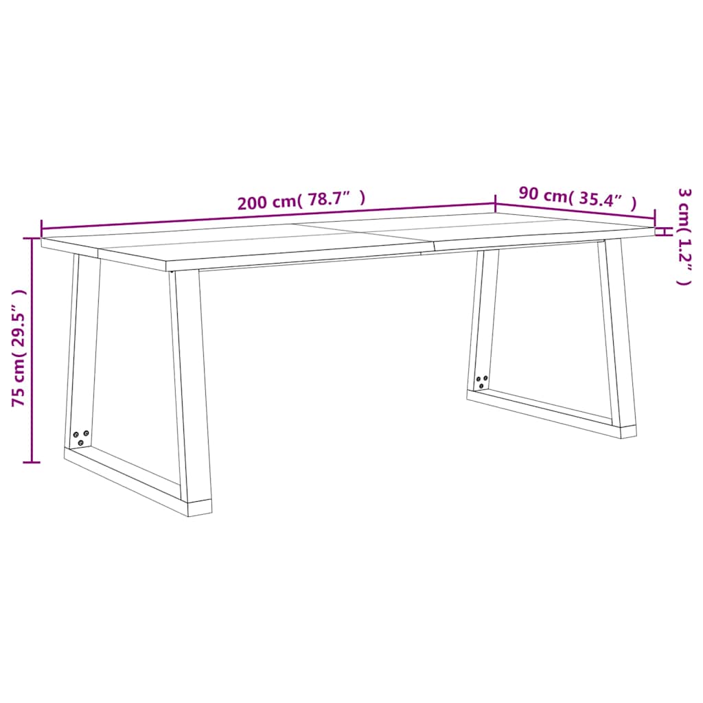 Eettafel met natuurlijke rand 200x90x75 cm massief acaciahout is nu te koop bij PeponiXL, paradijselijk wonen!