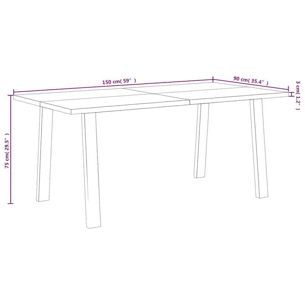 Eettafel 150x90x75 cm massief acaciahout is nu te koop bij PeponiXL, paradijselijk wonen!