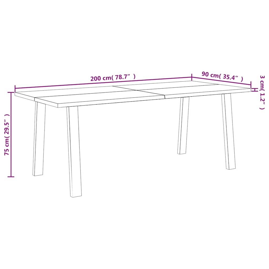 Eettafel 200x90x75 cm massief acaciahout is nu te koop bij PeponiXL, paradijselijk wonen!
