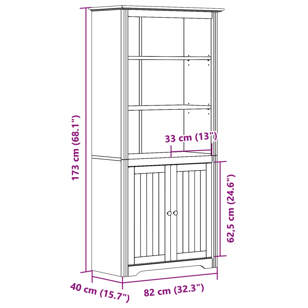 Boekenkast BODO 82x40x173 cm massief grenenhout wit en bruin is nu te koop bij PeponiXL, paradijselijk wonen!