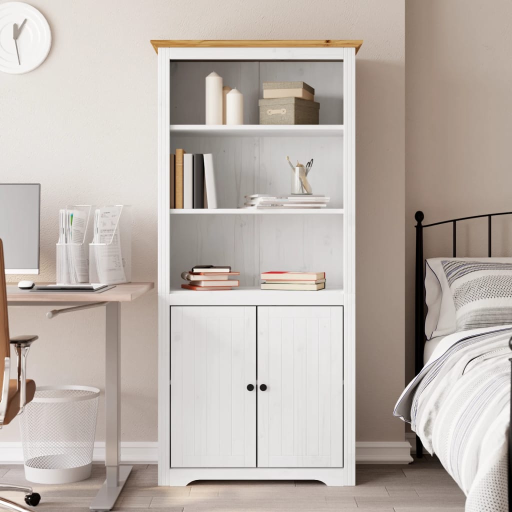 Boekenkast BODO 82x40x173 cm massief grenenhout wit en bruin is nu te koop bij PeponiXL, paradijselijk wonen!