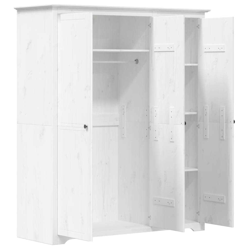 Kledingkast BODO 146x53,5x173 cm massief grenenhout wit is nu te koop bij PeponiXL, paradijselijk wonen!