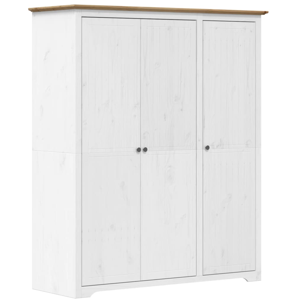 Kledingkast BODO 146x53,5x173 cm massief grenenhout wit bruin is nu te koop bij PeponiXL, paradijselijk wonen!