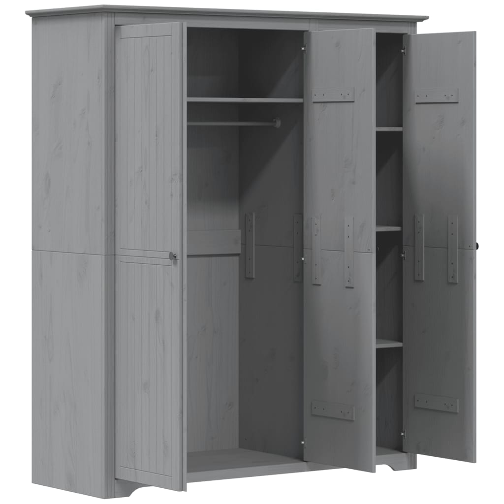Kledingkast BODO 146x53,5x173 cm massief grenenhout grijs is nu te koop bij PeponiXL, paradijselijk wonen!