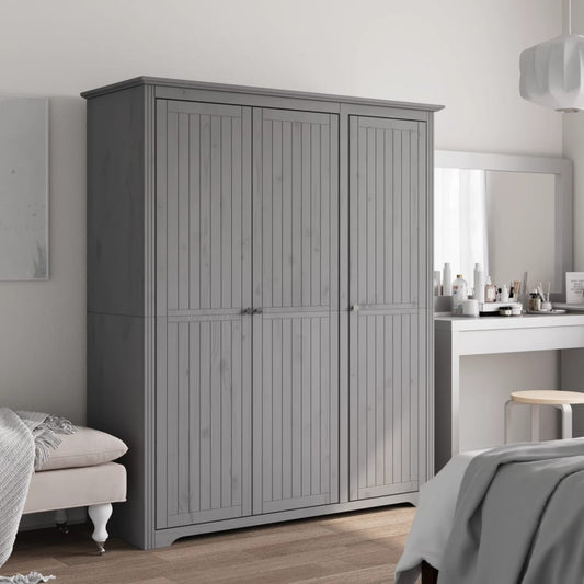 Kledingkast BODO 146x53,5x173 cm massief grenenhout grijs is nu te koop bij PeponiXL, paradijselijk wonen!
