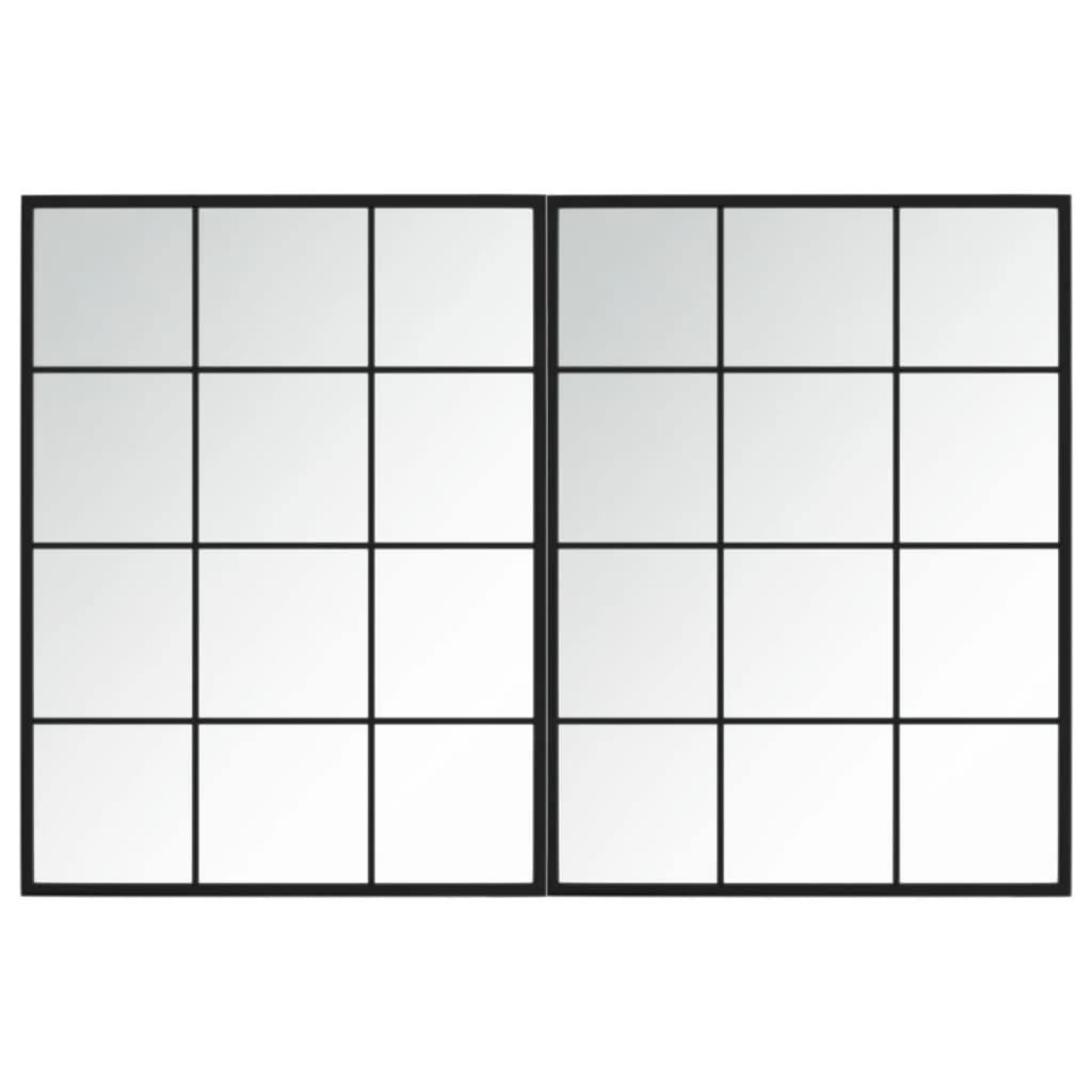 Wandspiegels 2 st 80x60 cm metaal zwart is nu te koop bij PeponiXL, paradijselijk wonen!