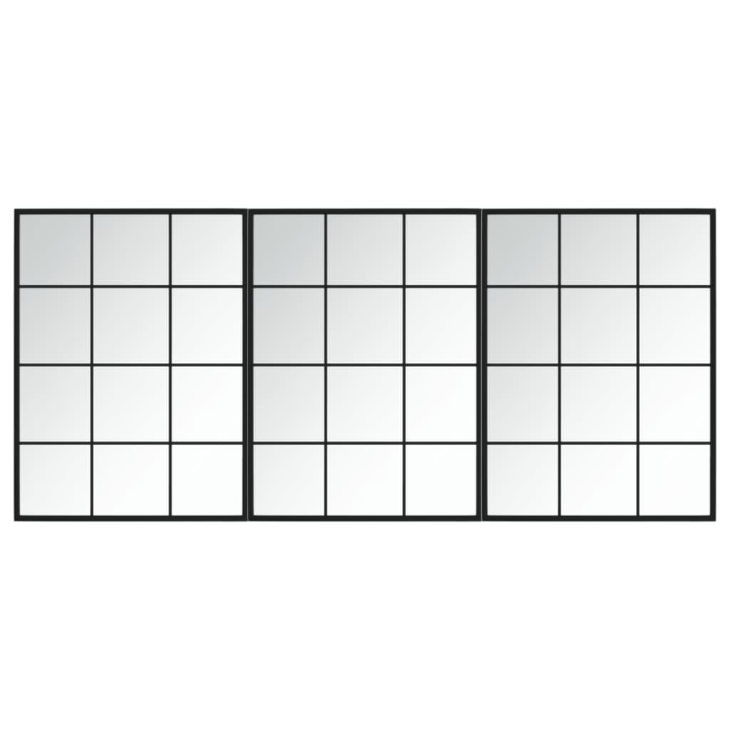 Wandspiegels 3 st 80x60 cm metaal zwart is nu te koop bij PeponiXL, paradijselijk wonen!