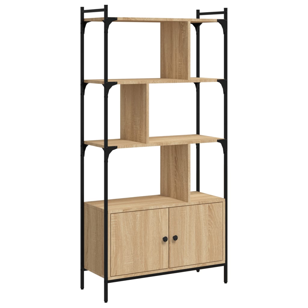 Boekenkast met deuren Sonoma eiken 76,5x30x154,5 cm bewerkt hout is nu te koop bij PeponiXL, paradijselijk wonen!