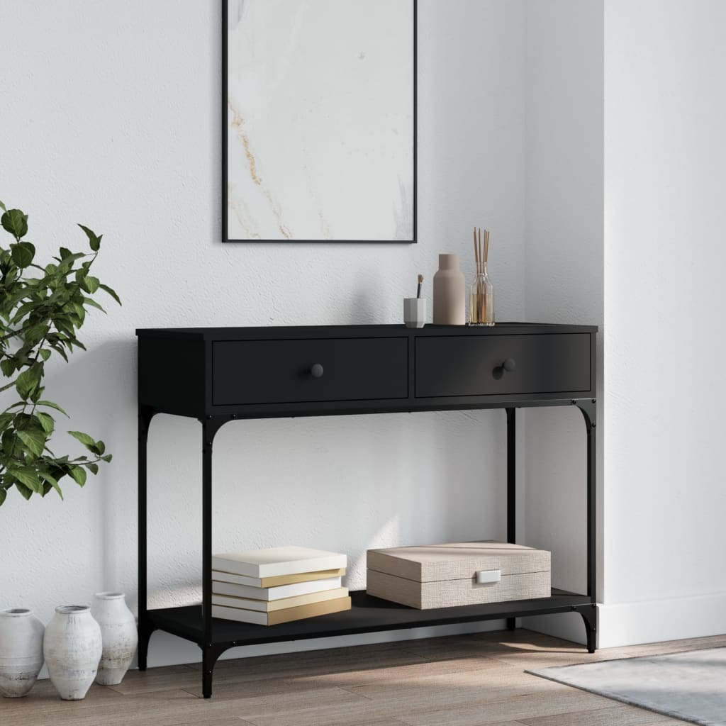 Wandtafel 100x34,5x75 cm bewerkt hout zwart is nu te koop bij PeponiXL, paradijselijk wonen!