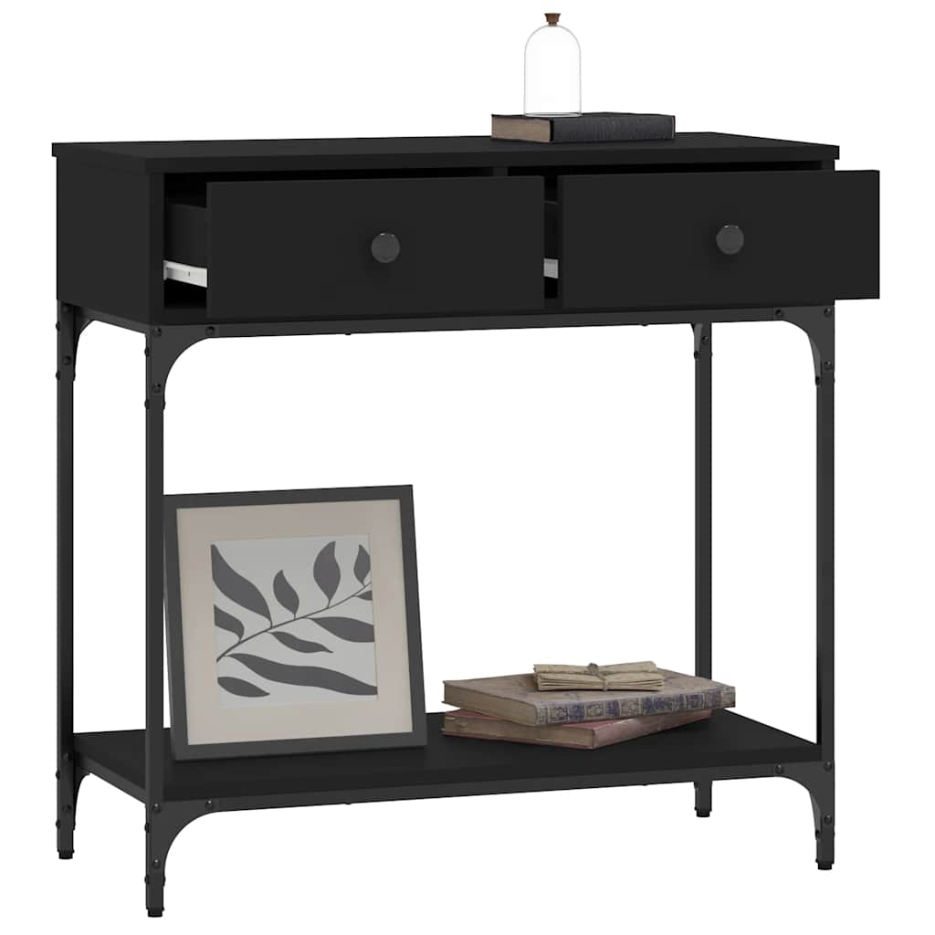 Wandtafel 75x34,5x75 cm bewerkt hout zwart is nu te koop bij PeponiXL, paradijselijk wonen!