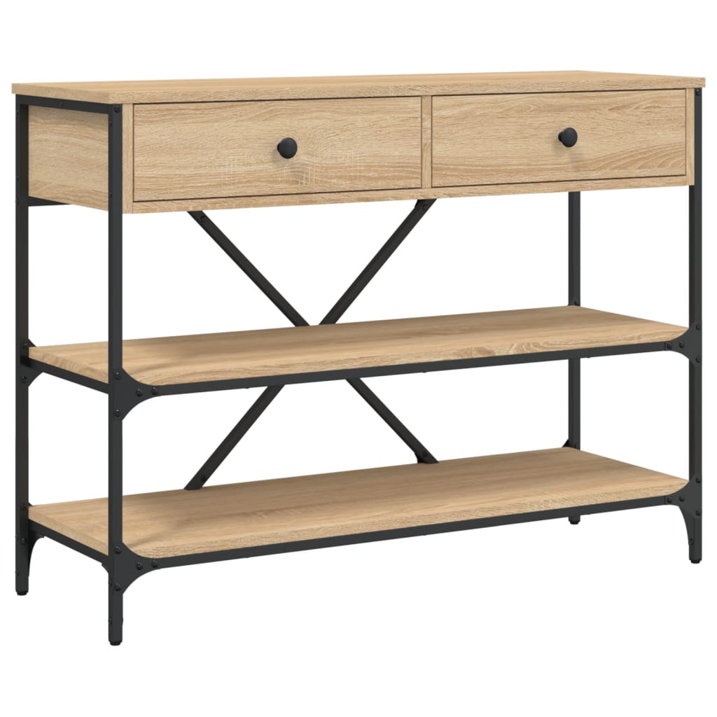 Wandtafel met lades en schappen bewerkt hout sonoma eikenkleur is nu te koop bij PeponiXL, paradijselijk wonen!