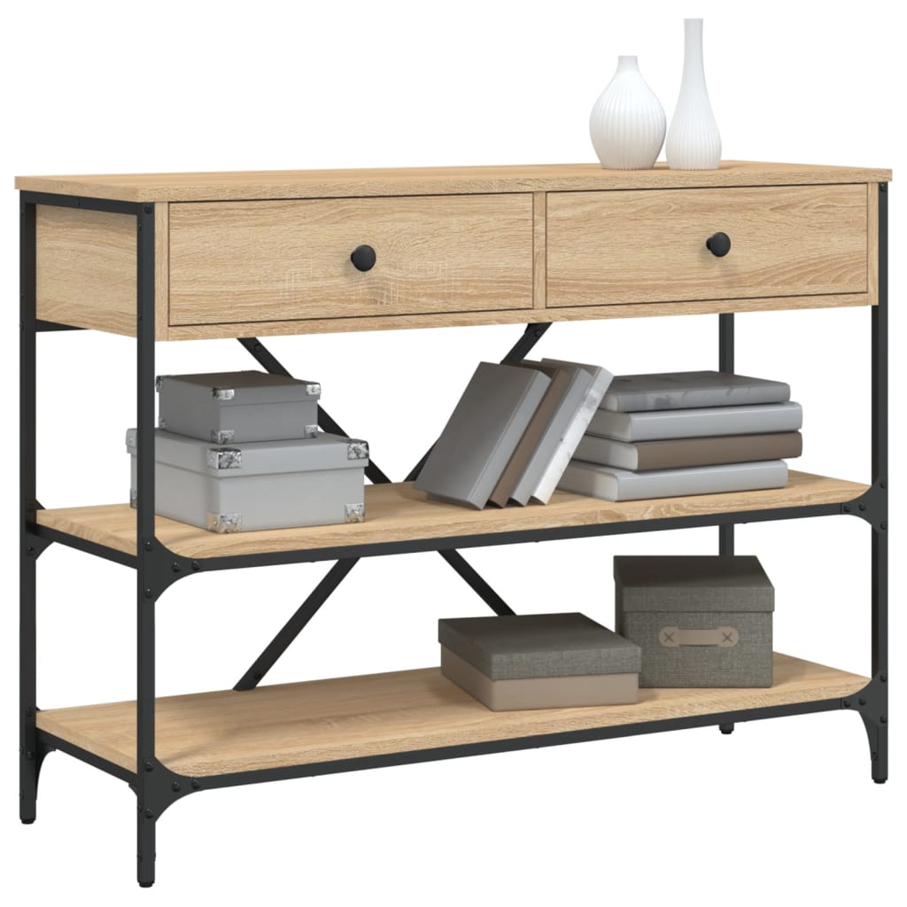 Wandtafel met lades en schappen bewerkt hout sonoma eikenkleur is nu te koop bij PeponiXL, paradijselijk wonen!