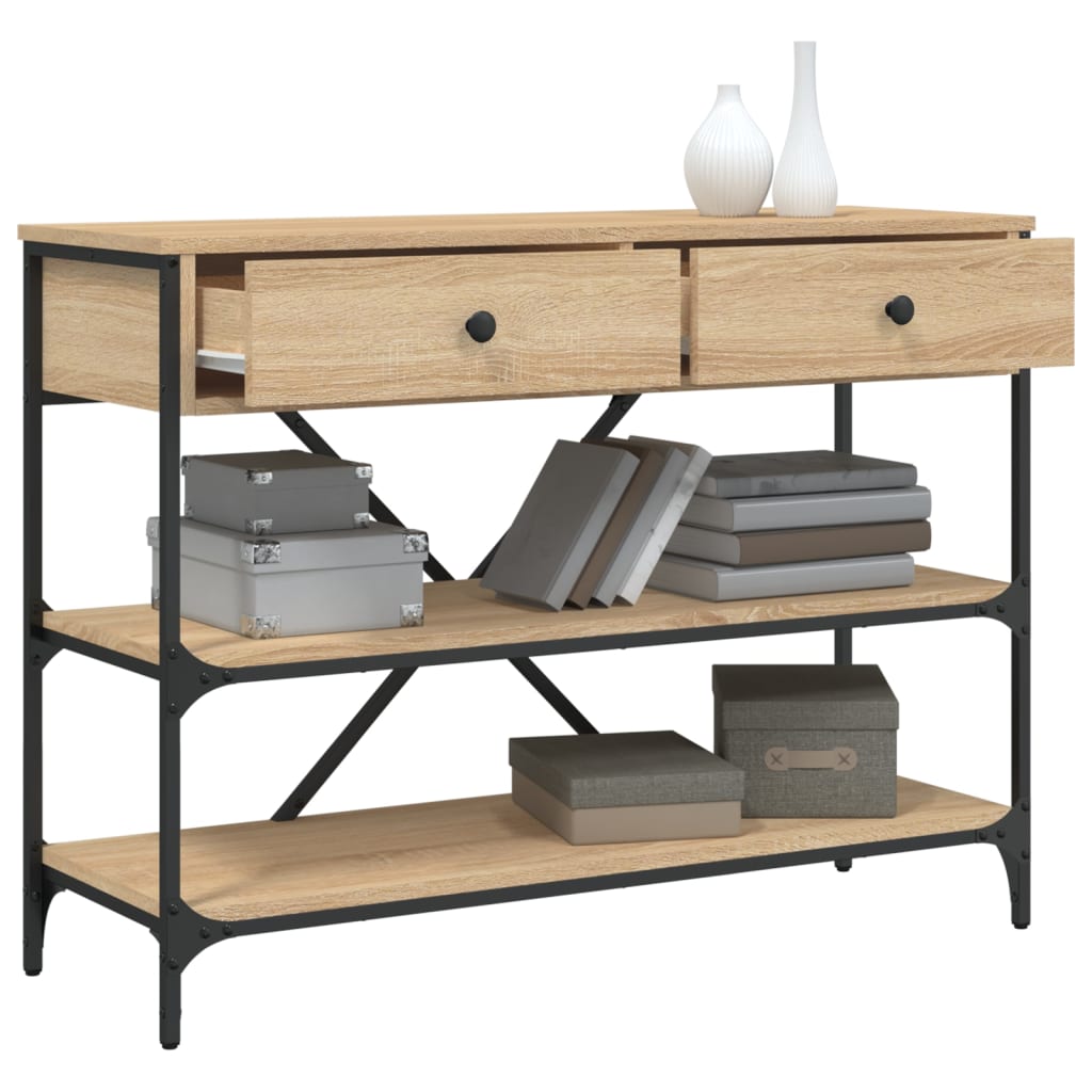 Wandtafel met lades en schappen bewerkt hout sonoma eikenkleur is nu te koop bij PeponiXL, paradijselijk wonen!
