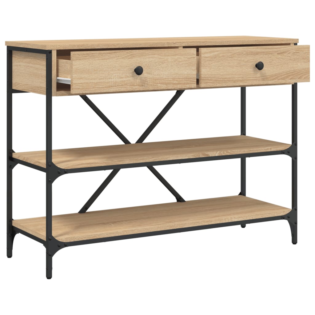Wandtafel met lades en schappen bewerkt hout sonoma eikenkleur is nu te koop bij PeponiXL, paradijselijk wonen!