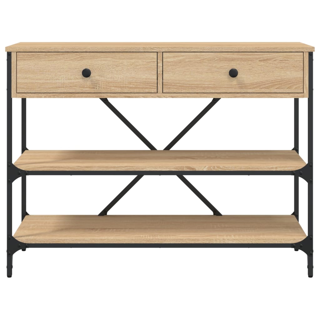 Wandtafel met lades en schappen bewerkt hout sonoma eikenkleur is nu te koop bij PeponiXL, paradijselijk wonen!
