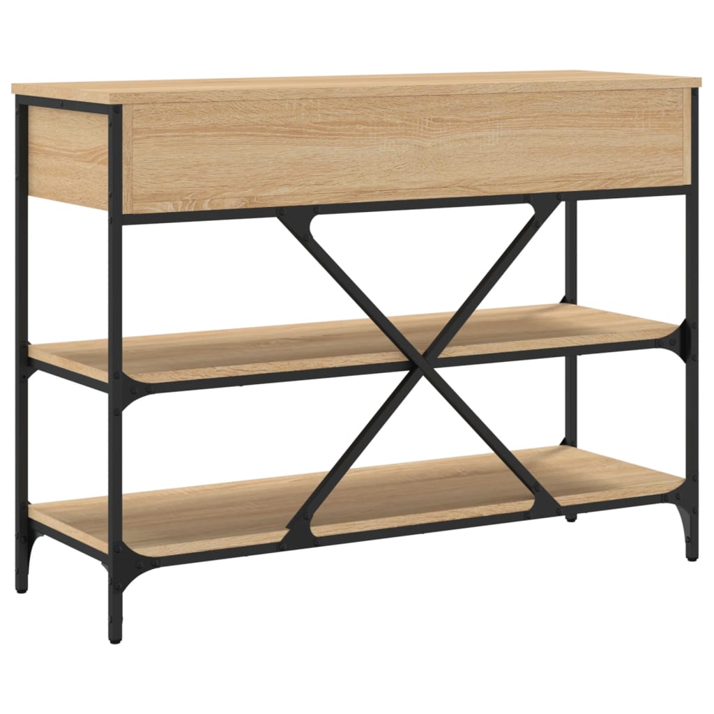 Wandtafel met lades en schappen bewerkt hout sonoma eikenkleur is nu te koop bij PeponiXL, paradijselijk wonen!