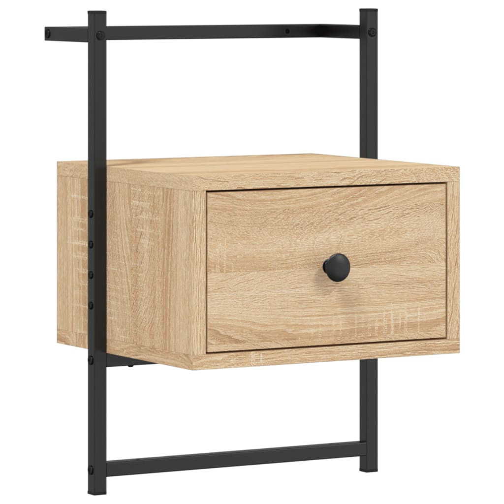 Nachtkastje wandgemonteerd 35x30x51 cm hout sonoma eikenkleurig is nu te koop bij PeponiXL, paradijselijk wonen!