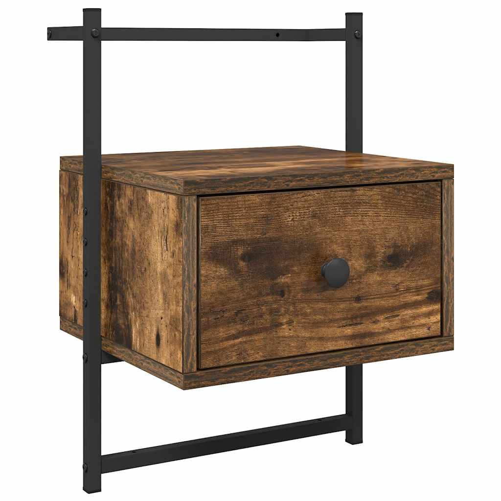 Nachtkastje wandgemonteerd 35x30x51 cm hout gerookt eikenkleur is nu te koop bij PeponiXL, paradijselijk wonen!