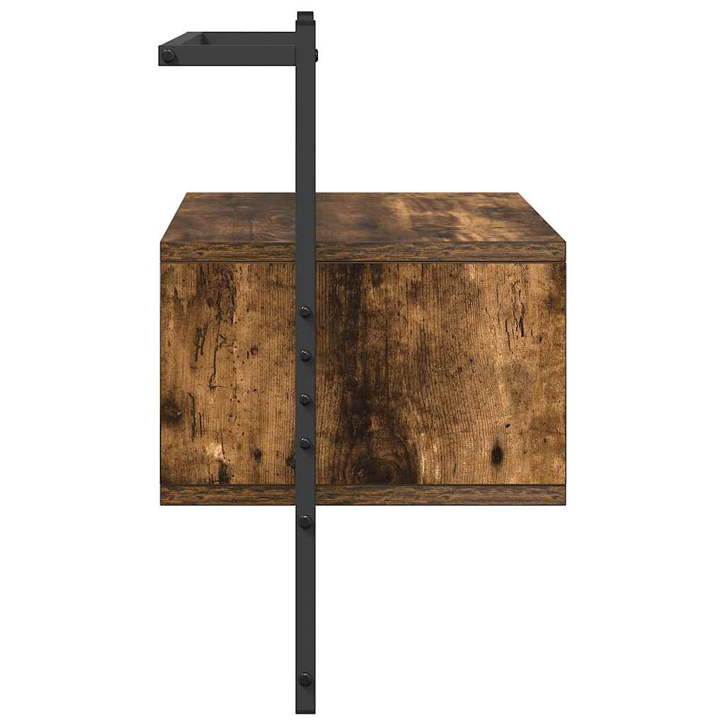 Nachtkastje wandgemonteerd 35x30x51 cm hout gerookt eikenkleur is nu te koop bij PeponiXL, paradijselijk wonen!