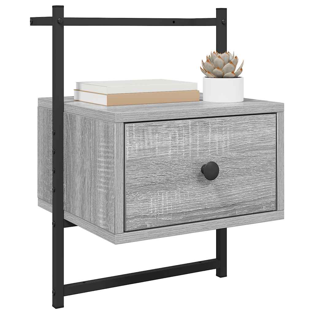 Nachtkastje wandgemonteerd 35x30x51 cm hout grijs sonoma eiken is nu te koop bij PeponiXL, paradijselijk wonen!