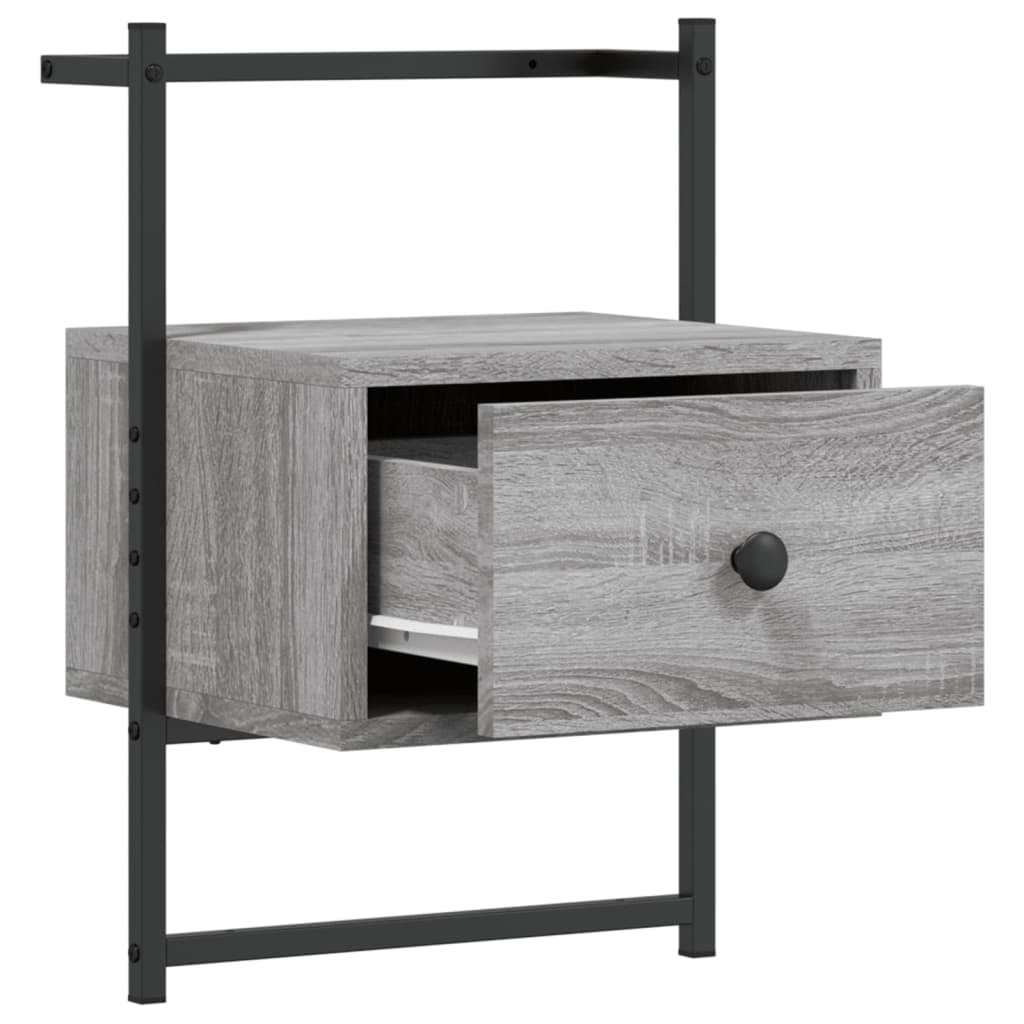 Nachtkastje wandgemonteerd 35x30x51 cm hout grijs sonoma eiken is nu te koop bij PeponiXL, paradijselijk wonen!